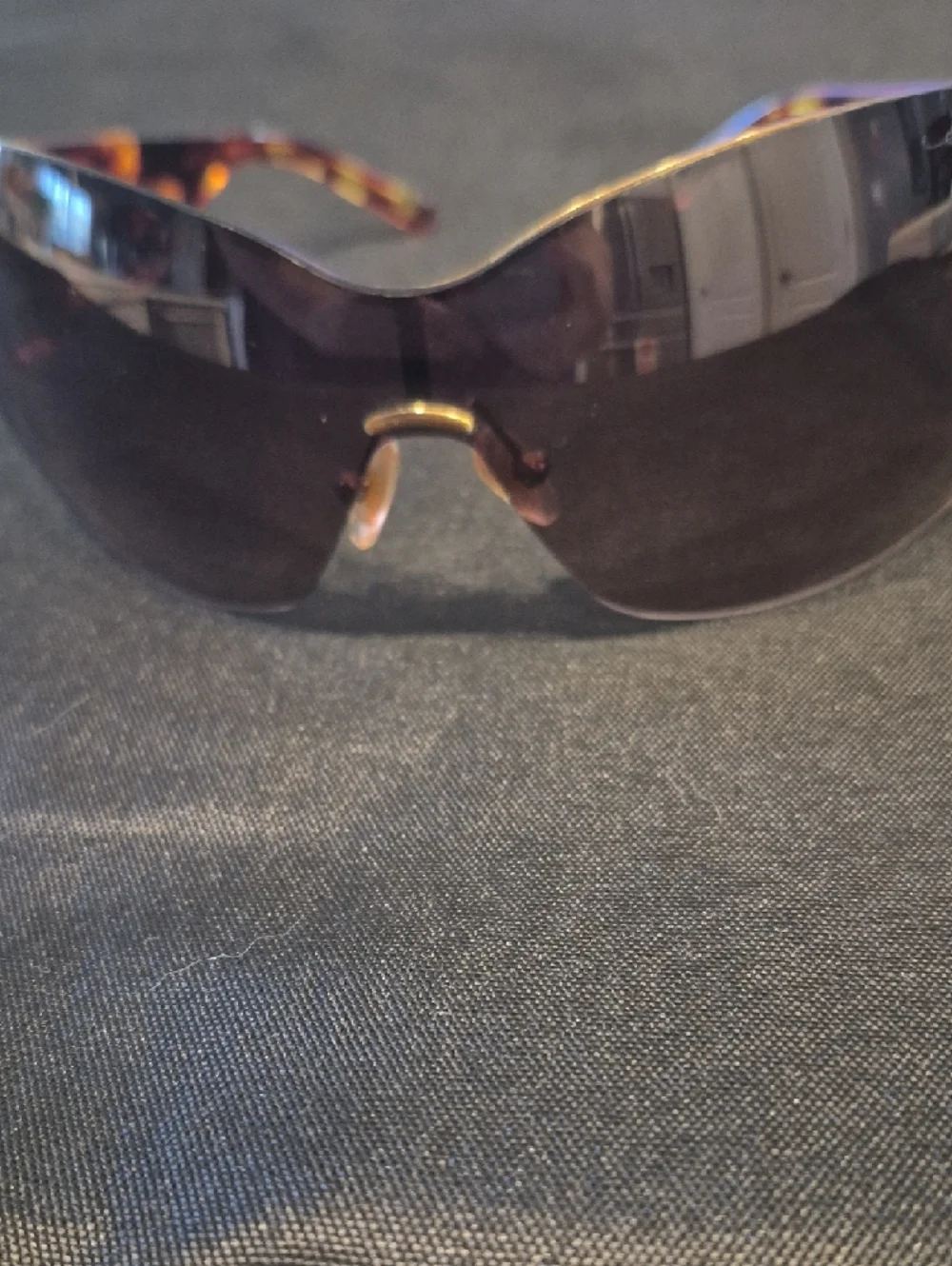 Ed Hardy Zeke Embellished Tortoiseshell Shield Sunglasses - Picture 2 of 10